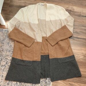 🆕 NWOT - Madewell - Cozy Kent Colorblock Open Cardigan - Cream, Camel & Charcoal